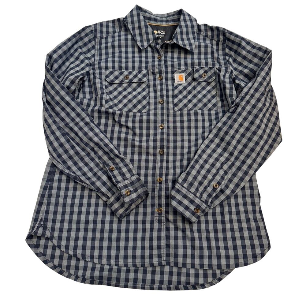 Carhartt Force Women's Long Sleeve Blue Checkered Button Down Shirt Sz M